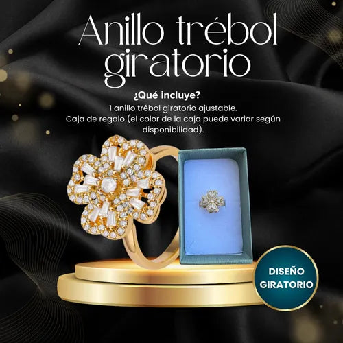 Anillo de Trébol + Cadena de Corazones + Caja con Rosas